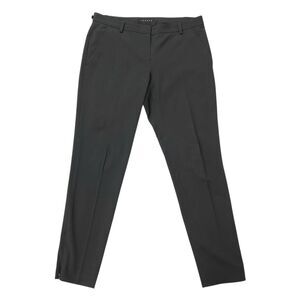 Theory Pants Womens 8 Dark Gray Flat Front Wool Blend Ankle Zip Office Career
